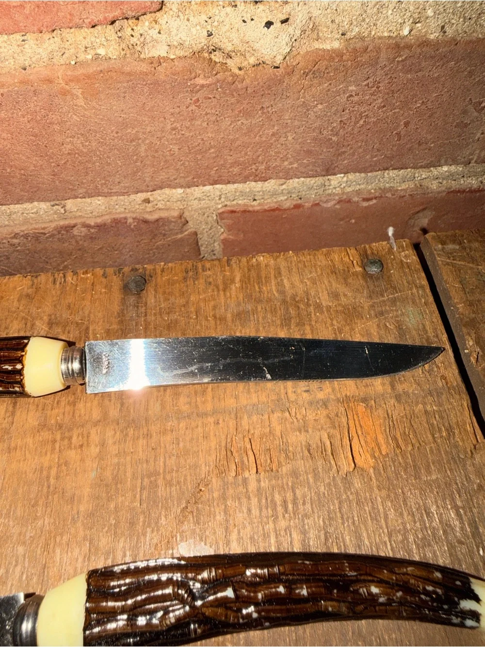 Steak Knives Dark Stag Antler Deer -Textured Handles Japan Stainless Steel